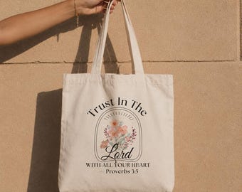 Trust In The Lord Tote Bag, Christian Nurse Tote, Proverbs 3:5 Faith Bag, Religious Nurse Gift, Nursing Student Gift, Scripture Tote Bag