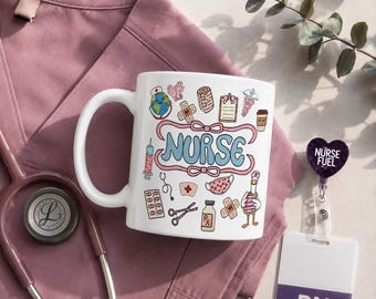 Nurse Life Coffee Mug, Cute Nurse Gift, Nursing Student Mug, RN Gift, Nurse Grad Gift, Healthcare Worker Coffee Cup, Nurse Week Gift
