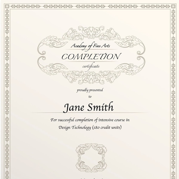 Certificate of Completion Fonts Etsy
