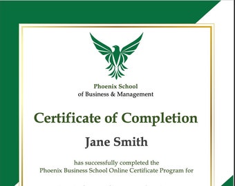 Plantilla de certificado de finalización del diploma verde - PowerPoint (.pptx) A4