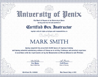 Certificado divertido, broma, broma