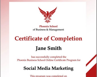 Plantilla de certificado de finalización del diploma rojo - PowerPoint (.pptx) A4