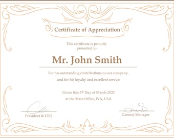 Certificado de Apreciación