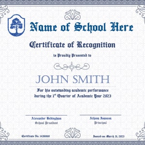 Certificate of Appreciation - Blue, Editable, Printable Letter Size 8.5x11