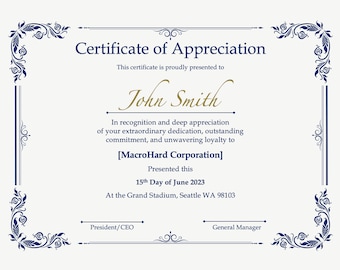 Certificado azul, dorado, editable, imprimible, plantilla de diploma - pptx