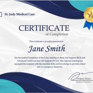 Certificate of Appreciation - Gold and Blue, Diploma, Recognition, Award