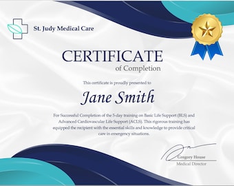 Certificado de reconocimiento: oro y azul, diploma, reconocimiento, premio