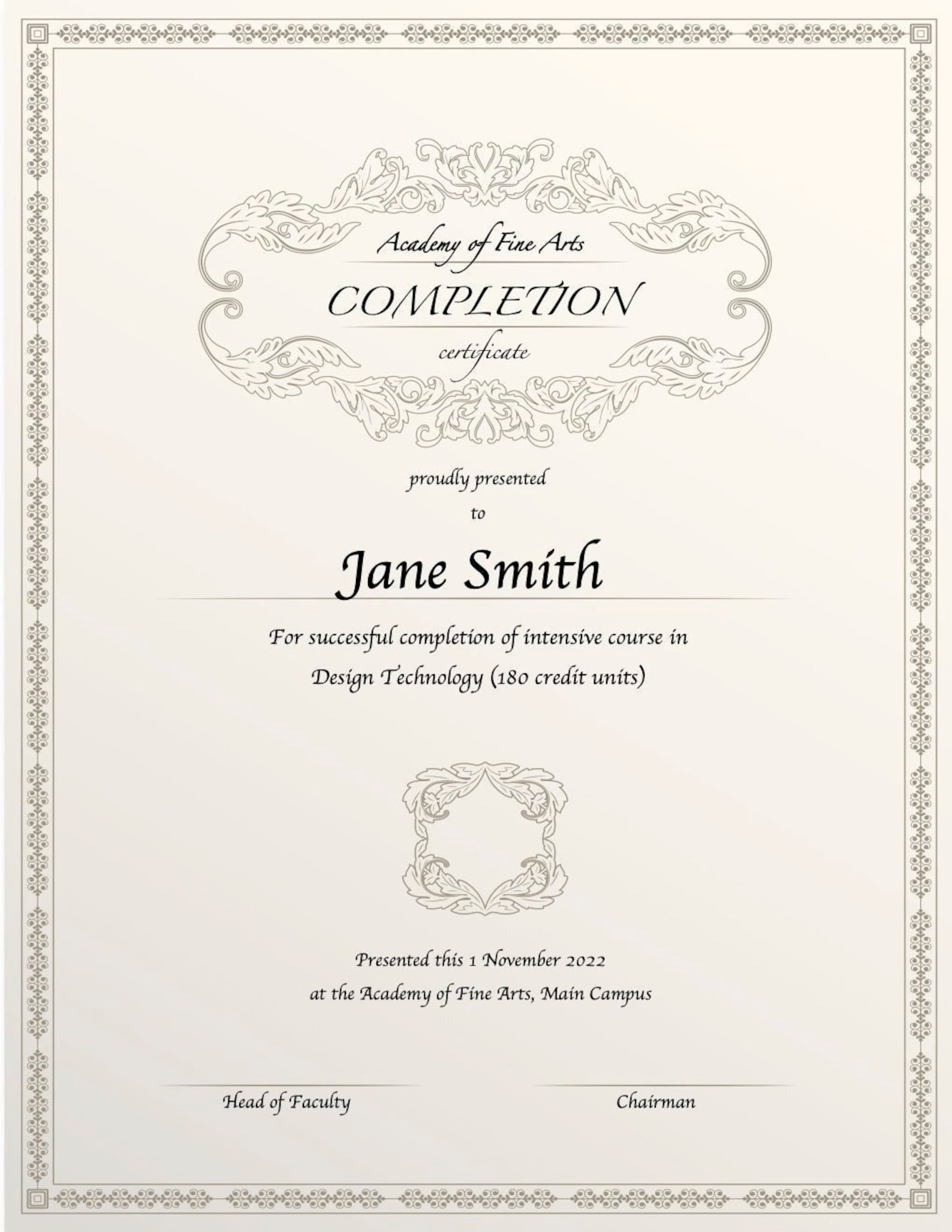 Certificate of Completion, Portrait, Minimalistic - Font Included - Etsy
