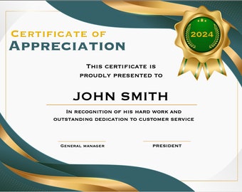 Certificado de reconocimiento: oro y verde, diploma, reconocimiento, premio