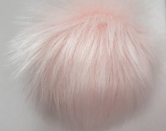 Ballerina Pink Luxury Faux Fur Pom Pom for Knit/Crochet Hats, Fake Fur/Fluffy Fur XLarge Faux Fur Pompom, Soft Light Pink