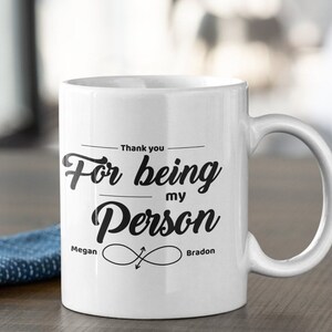 Personalized Couples Mug, Valentine&#39;s Day Mug, Thank Your For Being My Person, Boyfriend/Girlfriend Valentines Day Gift, Spouse Gift