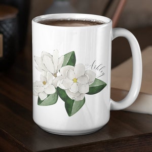 Personalized Magnolia Mug, Magnolia Coffee Cup, Customized Mug For Mom, Personalized Mug, Custom Mug, Boho Coffee Mug, Cottagecore Gifts