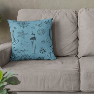 Nautical Throw Pillow, Boat Pillows, Lighthouse Pillows, 4 Sizes, Indoor/Outdoor Pillows, Nautical Pillows, Nautical Decor, Lake House Gift