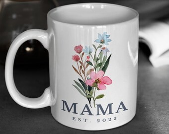 Mug floral personnalisé pour maman, cadeau nouvelle maman