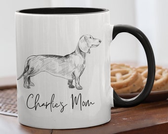 Mug personnalisé maman teckel, cadeau chien saucisse