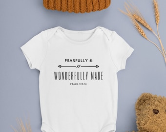 Fearfully and Wonderfully Made Organic Baby Onesie, Psalm 139:14