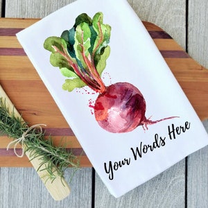 PERSONALIZED Vegetable Tea Towel, Custom Tea Towel, Tea Towel Fabric, Vegetable Kitchen Decor, Watercolor Tea Towel, Gardening Gift