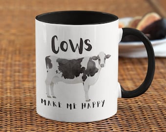Cows Make Me Happy Coffee Mug, Farmhouse Style