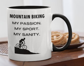Mountain Biking Coffee Mug, Cyclist Gift