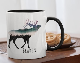 Personalized Elk Coffee Mug, Hunting Gift