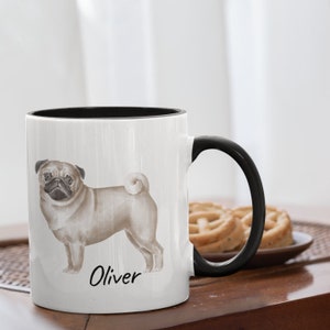 Personalized Pug Mug 11oz  and 15oz, Pug Mug, Pug Lovers Gift, Pug Coffee Cup, Watercolor Pug, Pug Mom/Dad Gift, Pug Mom Mug, Pug Owner Gift