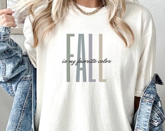 Linda camiseta de otoño, el otoño es mi color favorito, ropa de otoño para mujer, camisa extragrande de colores cómodos, camisa de temporada acogedora, regalos lindos de otoño