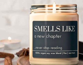 Funny Bookworm Candle, Reading Candle Vegan, Smells Like A New Chapter, 9oz Clean Burn Candle, Book Lover Gift Ideas, Book Lover Candle