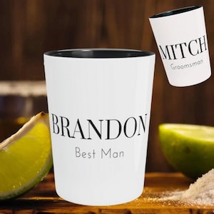 Personalized Groomsman Shot Glasses, Wedding Party Shot Glasses, Ceramic Shot Glass, Bridal Party Gifts, Custom Shot Glass, Monogram Shots