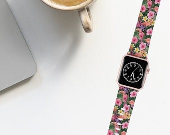 Floral Flamingo Apple Watch Band, Tropical Flower Print