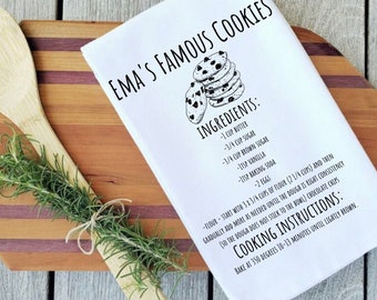 Personalized Family Recipe Tea Towel, Custom Cotton Kitchen Decor