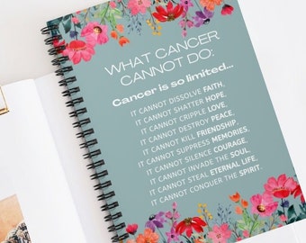 Soft Cover Cancer Notebook, Chemo Journal, What Cancer Cannot Do, Spiral Notebook, Cancer Fighter, Cancer Awareness, Gift For Cancer Patient