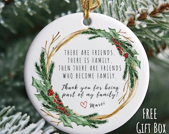 PERSONALIZED Friend Christmas Ceramic Ornament, Friendship Gift Ideas, Friends That Are Family, Keepsake BFF Gift,Best Friend Christmas Gift