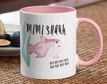 Personalized Grandma Shark Coffee Mug, Funny Birthday Gift