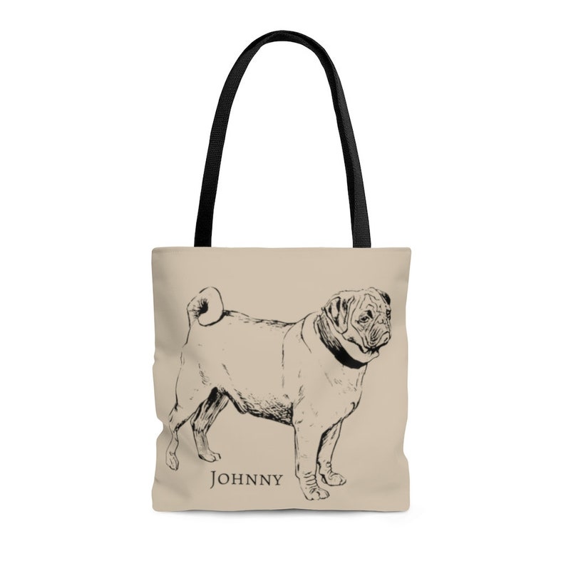 PERSONALIZED Cute Pug Tote Bag, Pug Lover Gift, Pug Shopping Bags, Pug Art, Cute Pug Gift, Pug Mom Gift, Pug Dog Gift, Pug Lover Tote image 4