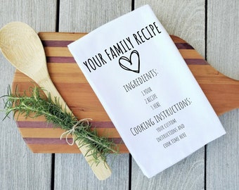 Personalized Family Recipe Tea Towel, Custom Kitchen Decor