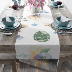 Watercolor Easter Table Runner, Spring Table Runner, Easter Decor, Easter Table Decor, Cotton Table Runner, Housewarming Gift