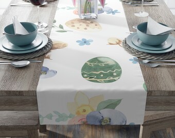 Watercolor Easter Egg Table Runner, Spring Decor