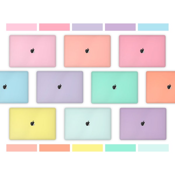 Signature Pastel Series MacBook Skin, Pink Purple Blue Mint Teal Orange, Macbook Pro Laptop Decal Wrap, Custom Color MacBook Air Vinyl Skin