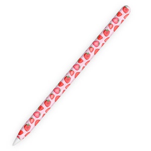 Strawberry Apple Pencil Skin, Pastel Pink Red Kawaii Apple Pen Gen 1 & Gen 2 Decal Sticker Wrap, Custom Apple Pen Vinyl Skin