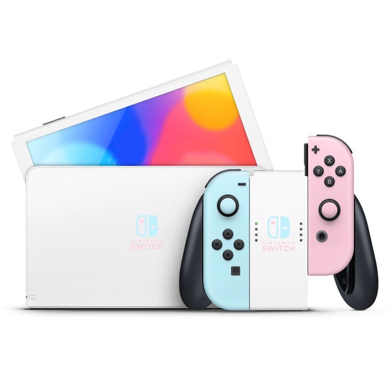 Pastel Pink & Blue Nintendo Switch OLED Skin: 3M Vinyl Decal Wrap