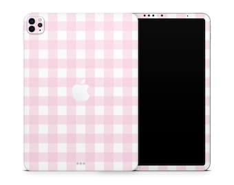 Danish Pastel iPad Skin, Retro Gingham Baby Pink Checkered Pattern Apple iPad Pro Decal Wrap, Custom iPad Air Pro Cover Sticker, 3M Vinyl