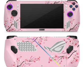 Peau de cerisier Rog Ally, fleurs de sakura japonaises, peau florale rose layette pastel pour Asus, stickers Rog Ally, couverture en vinyle 3M personnalisée