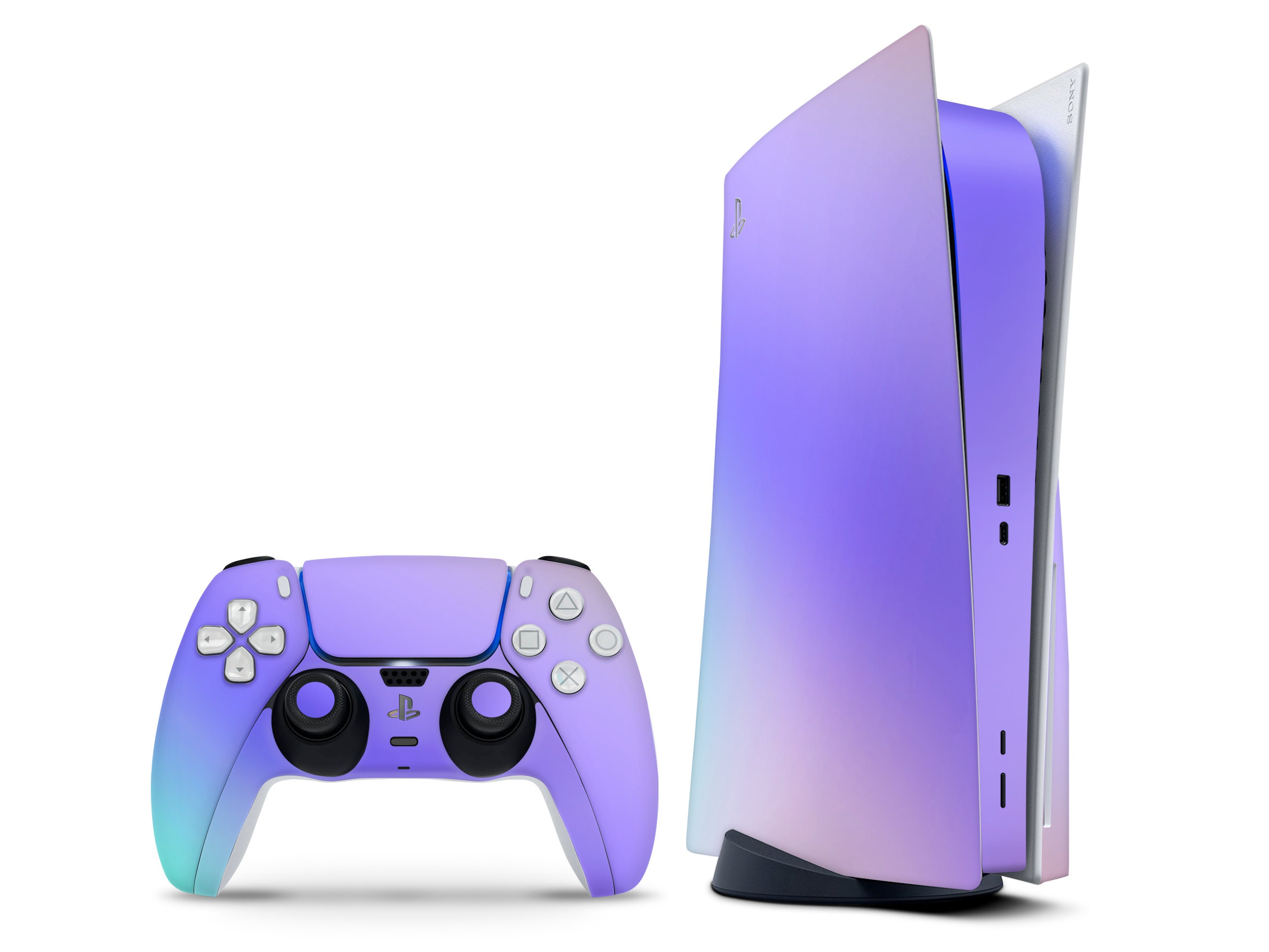 Gradient Lavender Skin for PS5 Purple Color Decal Compatible With