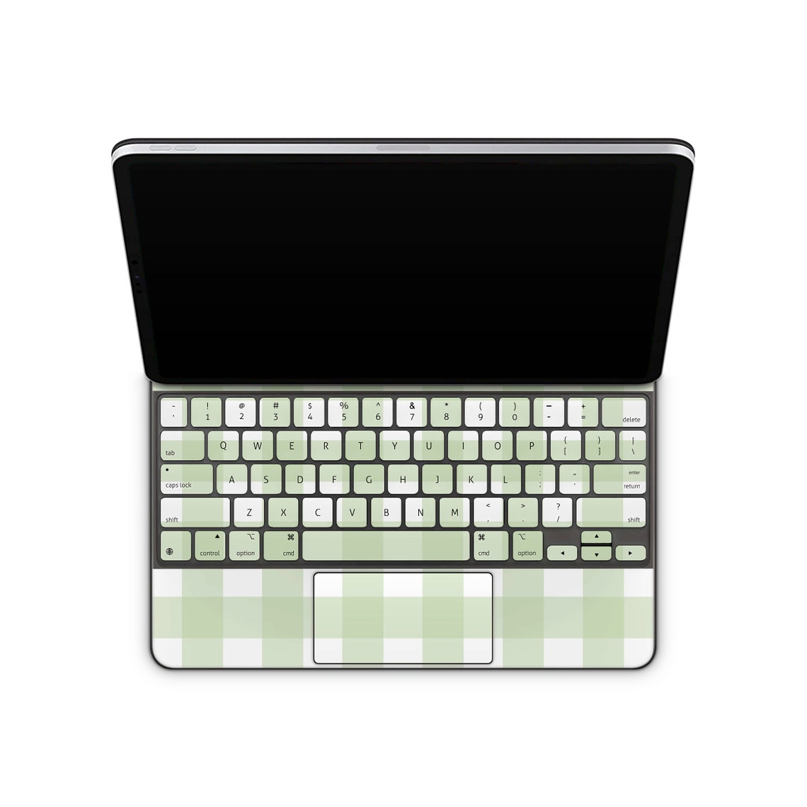 Danish Pastel Magic Keyboard Skin: Matcha Green Retro Checkered Vinyl ...