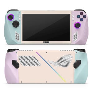 Rog Ally Skin retro pastel, zachte lavendel paars groen blauwgroen beige crèmekleurige skin voor Asus Ally sticker wrap, custom gaming 3 m vinyl hoes
