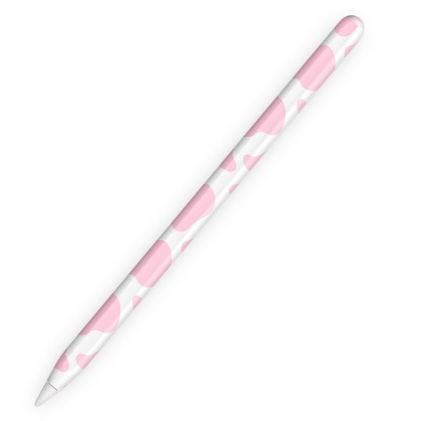 Peau de crayon pomme imprimé vache fraise, mignon couleur rose pastel Apple Pen Gen 1 & Gen 2 sticker wrap, peau de vinyle de couleur personnalisée