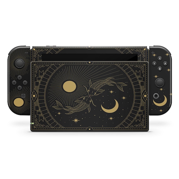 Yin Yang Koi Fish Nintendo Switch Skin: Black Gold Vinyl Decal