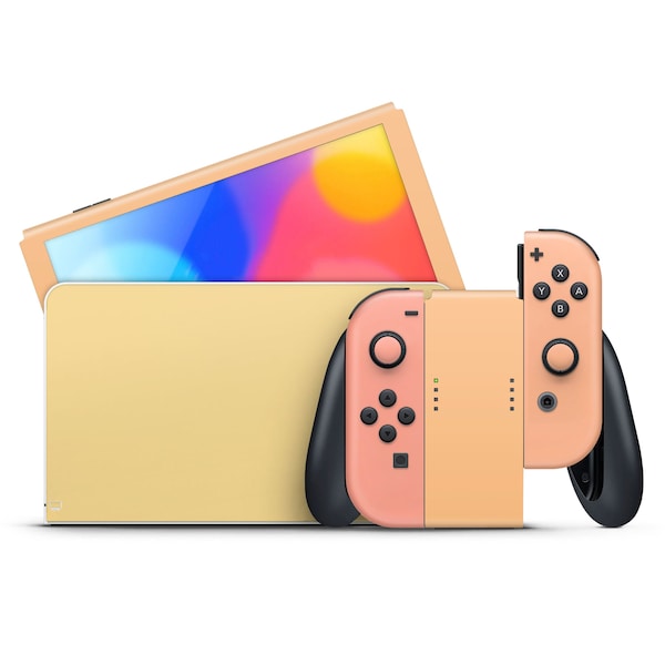 Mango Peach Nintendo Switch OLED Skin, Yellow Orange Summer Vibe Pastel Colors, Nintendo Switch OLED Joycons Decal Wrap, Switches 3M Vinyl