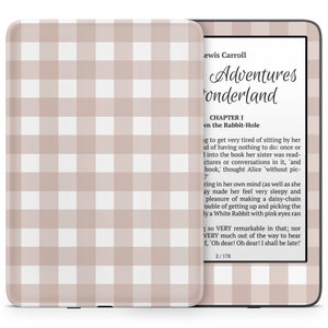 Deense pastel latte Kindle-skin, zacht bruin koffiebont geruit patroon Amazon Kindle sticker wrap, aangepaste Kindle eBook-omslag, 3 m vinyl