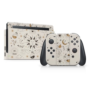 Nintendo Switch Skin Alchemy Print, Magic Occult Beige Color Custom Sticker Wrap voor Nintendo Switches Joycons & Console en Dock, 3 M vinyl